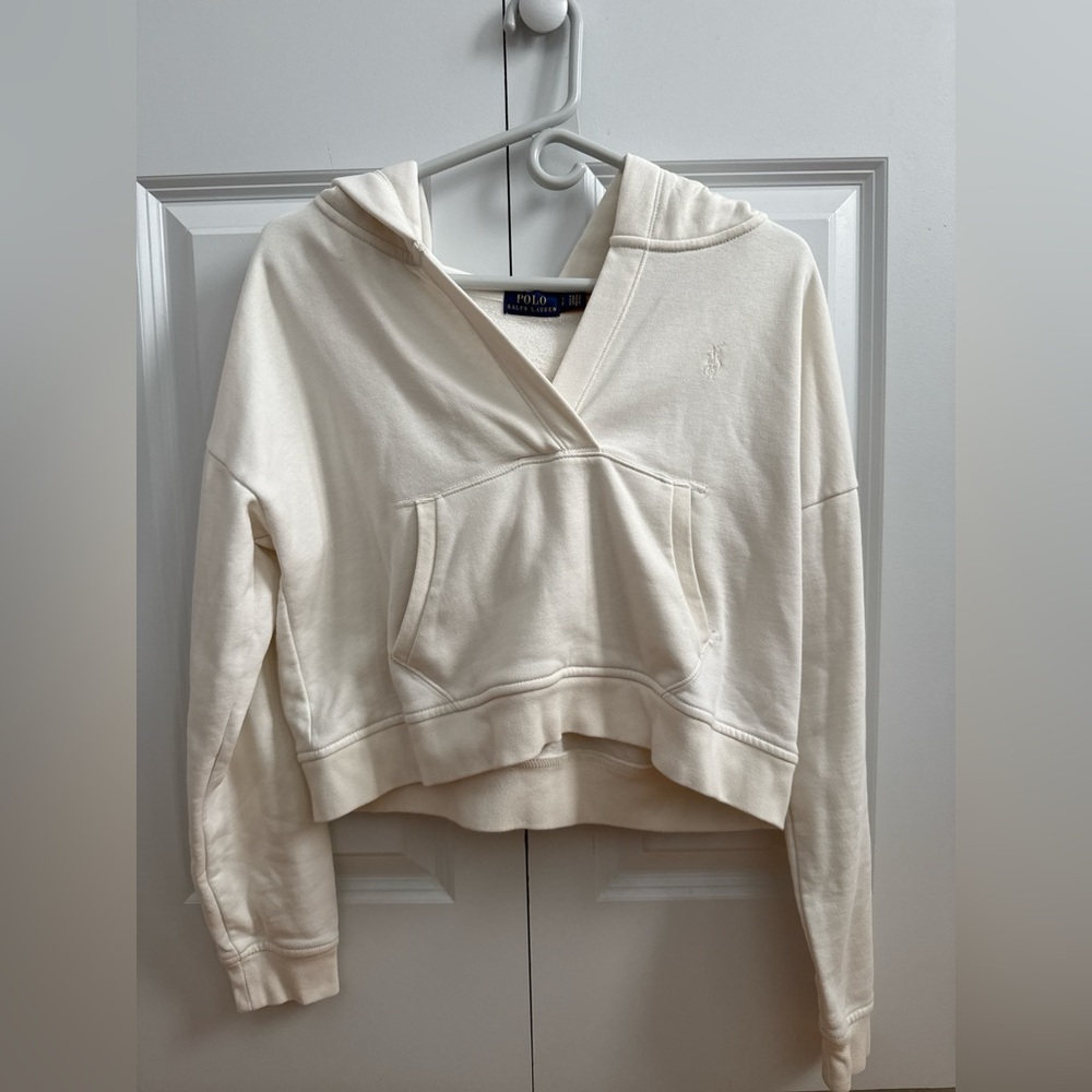 Ralph Lauren Women's Off-White Cropped Hoodie